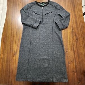 Lauren Ralph Lauren Cotton Sweatshirt Mini Dress Black Gray 3/4 Sleeve Pockets L